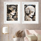 Kit 2 Quadros Mulheres Art Nouveau - 60x48cm Moldura:madeira