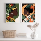 Kit 2 Quadros Mulheres Black African woman 33x24cm - Com Vidr