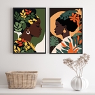 Kit 2 Quadros Mulheres Black African woman 45x34cm Moldura:ma