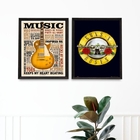 Kit 2 Quadros Music Life - Guns 'n' Roses 45x34cm - Com Vidro