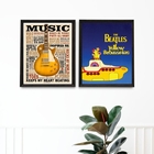 Kit 2 Quadros Music Life - Yellow Submarine 45x34cm - Com Vid