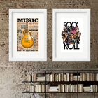 Kit 2 Quadros Music Rock - 60x48cm Moldura:madeira Branca