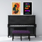 Kit 2 Quadros Música - Music Vibes 33x24cm - Com Vidro Moldur