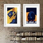 Kit 2 Quadros Músicos Jazz - 60x48cm Moldura:madeira Branca