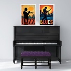 Kit 2 Quadros Músicos Jazz E Blues 45x34cm - Com Vidro Moldur