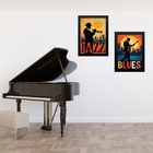 Kit 2 Quadros Músicos Jazz E Blues 45x34cm - Com Vidro Moldur