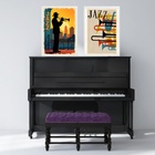 Kit 2 Quadros Músicos Jazz - Trompete 33x24cm - Com Vidro Mol
