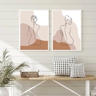 Kit 2 Quadros Nús Artísticos Tons De Bege 24x18cm Moldura:mad