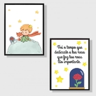 Kit 2 Quadros O Pequeno Príncipe E A Rosa 45x34cm - Com Vidro