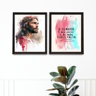 Kit 2 Quadros O Senhor É Meu Pastor - Aquarela 33x24cm Moldur