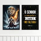 Kit 2 Quadros O Senhor É Meu Pastor - Leão 45x34cm - Com Vidr