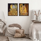 Kit 2 Quadros Obras Clássicas De Gustav Klimt 33x24cm Moldura