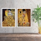Kit 2 Quadros Obras Clássicas De Gustav Klimt 45x34cm Moldura