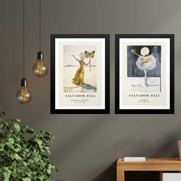 Kit 2 Quadros Obras Salvador Dalí - Mulheres 45x34cm - Com Vi