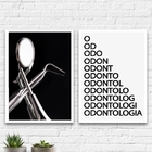 Kit 2 Quadros Odontologia Instrumentos 24x18cm Moldura:madeir