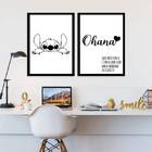 Kit 2 Quadros Ohana Família 33x24cm Moldura:madeira Preta