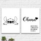 Kit 2 Quadros Ohana Família 45x34cm - Com Vidro Moldura:madei