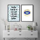 Kit 2 Quadros Olho Grego Andar Com Fé 24x18cm - Com Vidro Mol