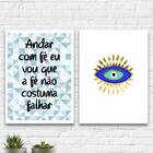 Kit 2 Quadros Olho Grego Andar Com Fé 33x24cm - Com Vidro Mol