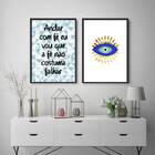 Kit 2 Quadros Olho Grego Andar Com Fé 45x34cm - Com Vidro Mol