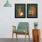 Kit 2 Quadros Orgânicos Terracota E Verde Musgo 24x18cm Moldu