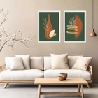 Kit 2 Quadros Orgânicos Terracota E Verde Musgo 45x34cm Moldu
