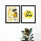 Kit 2 Quadros Orixá Oxum - Saudação 45x34cm Moldura:madeira P