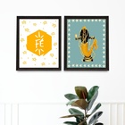 Kit 2 Quadros Oxum Fé - Estrelinhas 45x34cm Moldura:madeira B