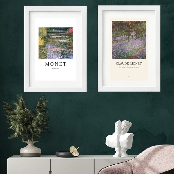 Kit 2 Quadros Paisagem Monet - 60x48cm Moldura:madeira Preta