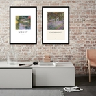Kit 2 Quadros Paisagem Monet - 60x48cm Moldura:madeira Preta