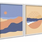 Kit 2 Quadros Paisagens Abstratas Montanhas 33x24cm - Com Vid
