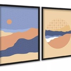 Kit 2 Quadros Paisagens Abstratas Montanhas 45x34cm - Com Vid
