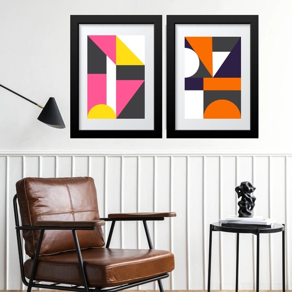 Kit 2 Quadros Pantone Colors - 60x48cm Moldura:madeira Branca