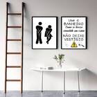 Kit 2 Quadros Para Banheiro Comercial 24x18cm Moldura:madeira