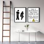 Kit 2 Quadros Para Banheiro Comercial 45x34cm Moldura:madeira