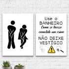 Kit 2 Quadros Para Banheiro Comercial 45x34cm Moldura:madeira