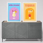 Kit 2 Quadros Para Bar - Coquetéis Alcoólicos 24x18cm Moldura