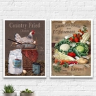 Kit 2 Quadros Para Cozinha Country 33x24cm - Com Vidro Moldur