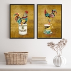 Kit 2 Quadros Para Cozinha Galos Country 33x24cm Moldura:made