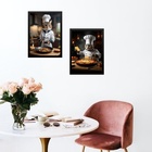 Kit 2 Quadros Para Cozinha - Gatos Chefs 33x24cm - Com Vidro