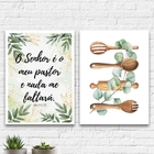 Kit 2 Quadros Para Cozinha O Senhor É Meu Pastor 33x24cm - Co