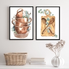 Kit 2 Quadros Para Cozinha Panelas E Utensílios 33x24cm - Com