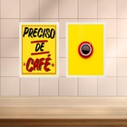 Kit 2 Quadros Para Cozinha - Preciso De Café 45x34cm - Com Vi