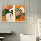 Kit 2 Quadros Para Decoração Plantas Colorido Cozinha