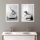 Kit 2 Quadros Para Decorar Banheiro - Zebra E Elefante 33x24c
