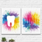 Kit 2 Quadros Para Dentista Aquarela 45x34cm Moldura:madeira