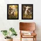 Kit 2 Quadros Para Fazenda - Cabritinho E Ovelhinha 24x18cm M