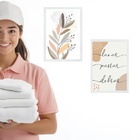 Kit 2 Quadros Para Lavanderia Arte Boho Floral 33x24cm - Com