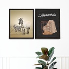 Kit 2 Quadros Para Lavandería - Zebra 45x34cm Moldura Preta