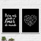 Kit 2 Quadros Para Nós Todo O Amor Do Mundo 33x24cm - Com Vid